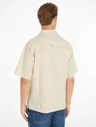 Tommy Jeans Kurzarmhemd TJM RLX SEERSUCKER CAMP SHIRT Khaki/Beige/Creme/Weiß
