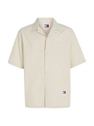 Tommy Jeans Kurzarmhemd TJM RLX SEERSUCKER CAMP SHIRT Khaki/Beige/Creme/Weiß