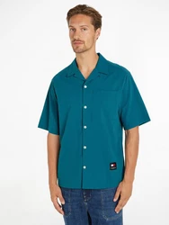 Tommy Jeans Kurzarmhemd TJM RLX SEERSUCKER CAMP SHIRT Türkis/Blau