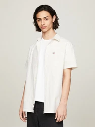 Tommy Jeans Kurzarmhemd TJM REG STRIPE SEERSUCKER SHIRT Beige/Khaki/Weiß/Rot