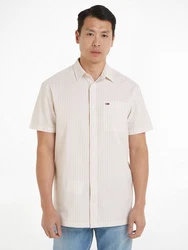Tommy Jeans Kurzarmhemd TJM REG STRIPE SEERSUCKER SHIRT Beige/Khaki/Weiß/Rot