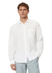 Marc O'Polo Leinenhemd im klassischen Look Weiß/Creme