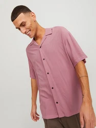 Jack & Jones Kurzarmhemd JJEJEFF SOLID RESORT SHIRT Rosa/Lila/Rot