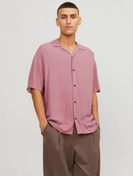 Jack & Jones Kurzarmhemd JJEJEFF SOLID RESORT SHIRT Rosa/Lila/Rot