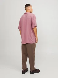 Jack & Jones Kurzarmhemd JJEJEFF SOLID RESORT SHIRT Rosa/Lila/Rot