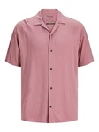 Jack & Jones Kurzarmhemd JJEJEFF SOLID RESORT SHIRT Rosa/Lila/Rot