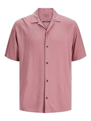 Jack & Jones Kurzarmhemd JJEJEFF SOLID RESORT SHIRT Rosa/Lila/Rot