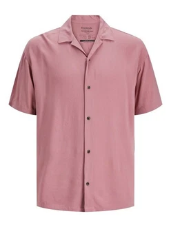 Jack & Jones Kurzarmhemd JJEJEFF SOLID RESORT SHIRT Rosa/Lila/Rot