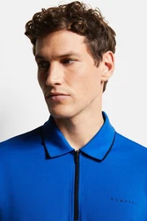 bugatti Poloshirt mit Reißverschluss Blau/Dunkelblau