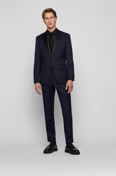 BOSS Anzugsakko H-Huge-Tux-N (1-tlg) Dunkelblau/Hellblau