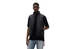 HUGO Herren Steppweste Bentino2221 Schwarz/Dunkelblau/Rot