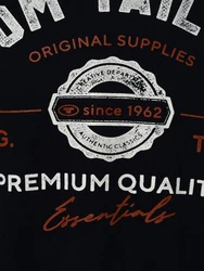 TOM TAILOR T-Shirt mit Logo-Print nachtblau / mandarine / weiß