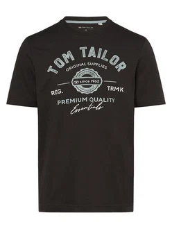 TOM TAILOR T-Shirt mit Logo-Print Schwarz/Dunkelgrün/Grau/Türkis