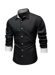 JMIERR Businesshemd Langarm Regular Fit Freizeithemd Schwarz