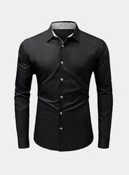 JMIERR Businesshemd Langarm Regular Fit Freizeithemd Schwarz