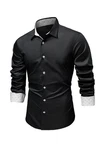 JMIERR Businesshemd Langarm Regular Fit Freizeithemd Schwarz