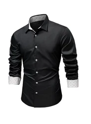 JMIERR Businesshemd Langarm Regular Fit Freizeithemd Schwarz