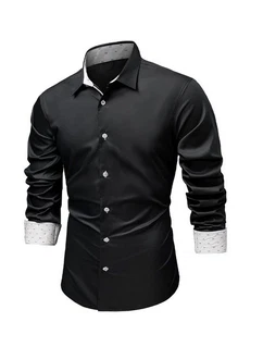 JMIERR Businesshemd Langarm Regular Fit Freizeithemd Schwarz