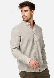 Indicode Langarmhemd INTheon Khaki/Beige/Braun/Grau