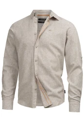 Indicode Langarmhemd INTheon Khaki/Beige/Braun/Grau
