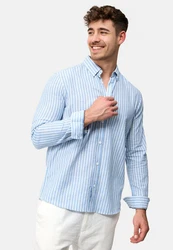 Indicode Langarmhemd Brayden Blau/Hellblau