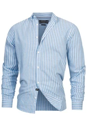 Indicode Langarmhemd Brayden Blau/Hellblau