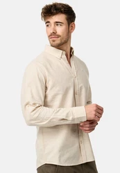 Indicode Langarmhemd INTheon Weiß/Beige/Khaki