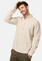 Indicode Langarmhemd INTheon Weiß/Beige/Khaki