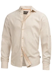 Indicode Langarmhemd INTheon Weiß/Beige/Khaki