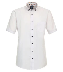 Redmond Kurzarmhemd Comfort Fit 241500999 Weiß/Creme/Hellblau