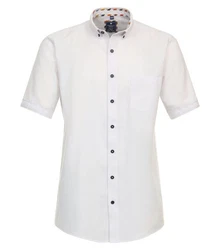 Redmond Kurzarmhemd Comfort Fit 241500999 Weiß/Creme/Hellblau