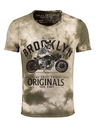 T-Shirt T-Shirt Trophy Skull Biker Print Motiv vintage Look MT00402 Rundhals-Auschnitt bedruckt kurzarm slim fit