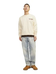 Jack & Jones Sweatshirt JORNOTO Beige/Khaki/Braun/Weiß