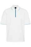 bugatti Poloshirt mit Reißverschluss Grau/Weiß/Hellgrau/Hellblau