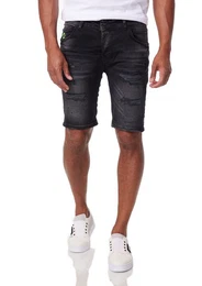 Caprijeans Herren Jeansshort Denim Bermuda mit Stretch Schwarz W30