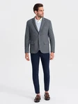 OMBRE Sakko für Herren mit Ellenbogenaufnähern Grau/Dunkelblau/Blau/Dunkelgrau