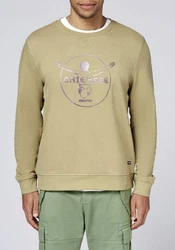 Chiemsee Sweatshirt im Label-Look Khaki/Dunkelgrün/Gelb/Braun