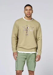 Chiemsee Sweatshirt im Label-Look Khaki/Dunkelgrün/Gelb/Braun