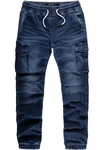 Amaci&Sons Cargojeans ALSIP Sweathose Denim Look Blau/Dunkelblau