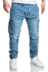 Amaci&Sons Cargojeans ALSIP Sweathose Denim Look Blau/Hellblau