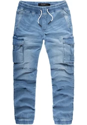 Amaci&Sons Cargojeans ALSIP Sweathose Denim Look Blau/Hellblau