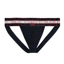 String Jockstrap Stretch Cotton Megalogo (1-St) mit zweifarbigem Bund