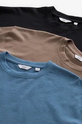 Next T-Shirt 3er Pack Beige/Hellblau/Blau/Braun