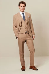 Next Motion Flex Stretch Anzug Slim Fit Hose Beige/Braun/Khaki
