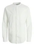 Jack & Jones Langarmhemd JJELINEN BLEND BAND SHIRT LS SN Weiß/Khaki
