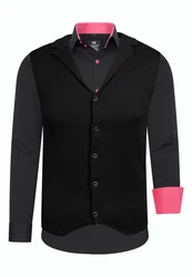Rusty Neal Langarmhemd und Weste Schwarz/Rosa