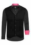 Rusty Neal Langarmhemd und Weste Schwarz/Rosa