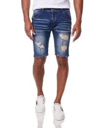 Caprijeans Herren Jeansshort Denim Bermuda mit Stretch Blau W30