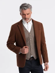 OMBRE Sakko Herren Sakko Braun/Khaki/Dunkelrot