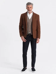 OMBRE Sakko Herren Sakko Braun/Khaki/Dunkelrot